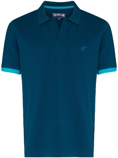 Vilebrequin Palatin Logo-embroidered Cotton Polo Shirt In Blue