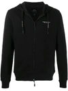Armani Exchange Stretch Fabric Zip-up Sweatshirt In Black