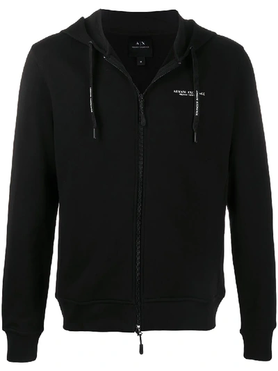 Armani Exchange Logo-print Zip-front Hoodie In Black