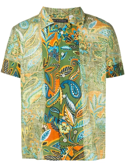 Daniele Alessandrini Panelled Floral-print Shirt In Green