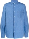 Aspesi Plain Button-up Long Sleeve Shirt In Blue