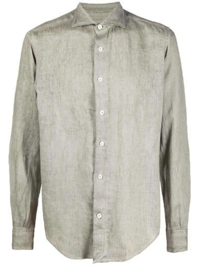 Eleventy Long Sleeve Button-up Shirt In Green