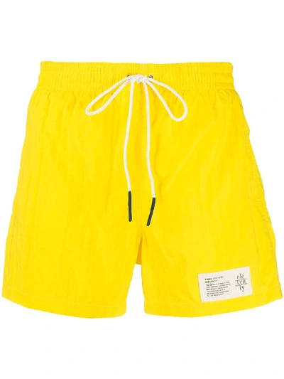 Eleventy Logo Patch Swim Shorts In Yellow