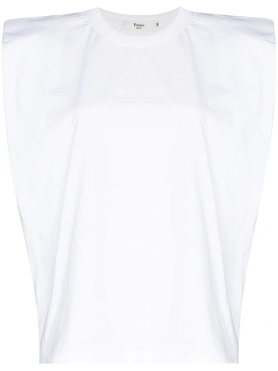 The Frankie Shop Womens White Eva Padded-shoulder Cotton-jersey Muscle T-shirt