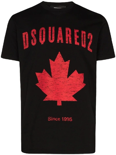 Dsquared2 Canada Logo Cotton T-shirt In Black