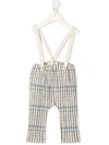 Message In The Bottle Josef Check Print Trousers In White