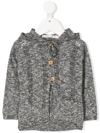 Message In The Bottle Babies' Hooded Knitted Cardigan In Black