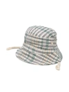 Message In The Bottle Ava Square Check Print Hat In White