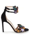 VALENTINO GARAVANI SEQUIN & BEAD SUEDE SANDALS,0400012547949