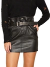 RTA MARLIN BELTED PAPERBAG LEATHER MINI SKIRT,0400012625607