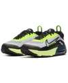 Nike Little Kids Air Max 2090 Casual Sneakers From Finish Line In White/ Black-volt-blue Force