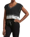 KENDALL + KYLIE WOMEN'S DOUBLE LAYER CROP V-NECK TEE