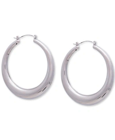 Guess Silver-tone Large Graduated Tubular Hoop Earrings, 2.5"