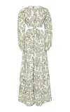 AGUA BY AGUA BENDITA WOMEN'S PARANA HERBAL CUTOUT PRINTED LINEN MAXI DRESS,807186