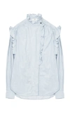 Isabel Marant Étoile Gossia Blue Ruffle-trimmed Chambray Blouse In Blue