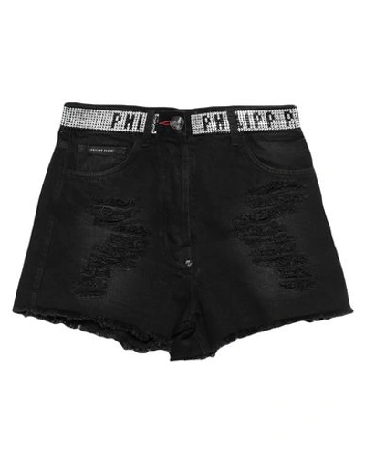 Philipp Plein Denim Shorts In Black