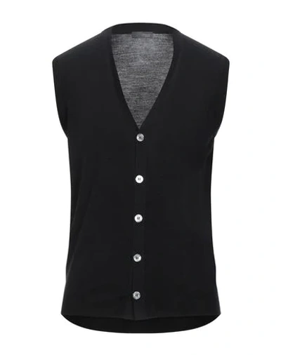 Drumohr Modern Man Cardigan Black Size 36 Super 140s Wool