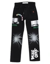 Off-white Embroidered Relaxed Cotton Denim Jeans In Black