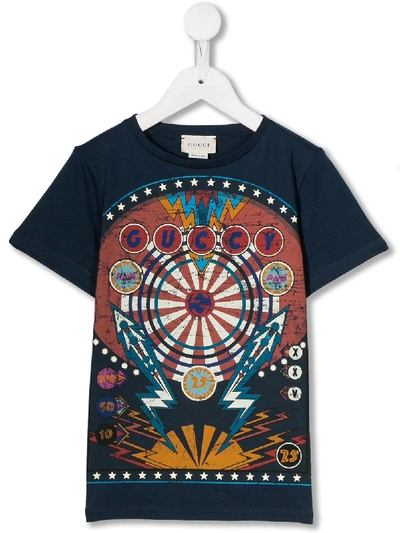 Gucci Kids' Pinball Graphic Printed T-shirt In Blue