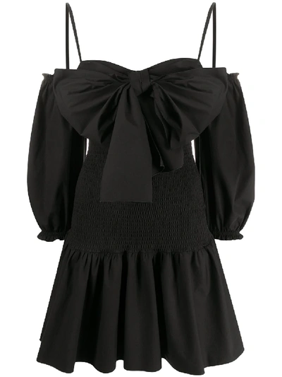 Red Valentino Bow-detail Poplin Dress In Black