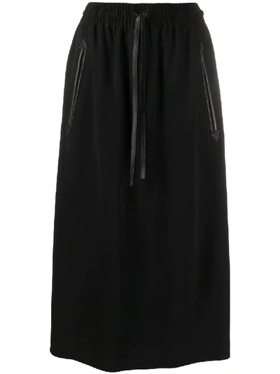 Gucci Drawstring-waist Midi Skirt In Black