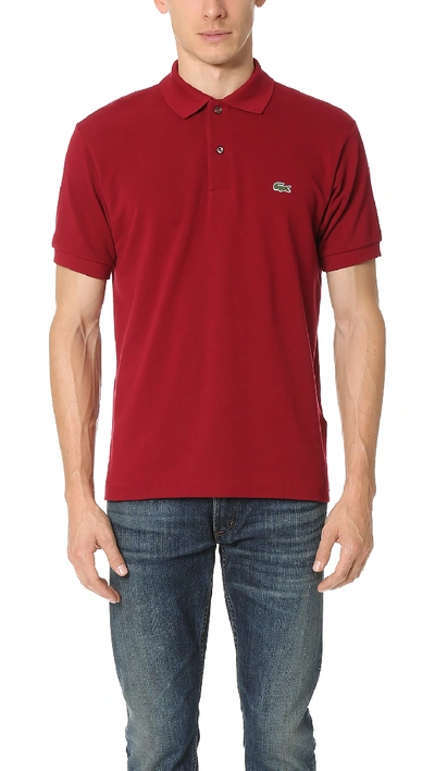 Lacoste Classic Cotton Pique Fashion Polo Shirt In Bordeaux