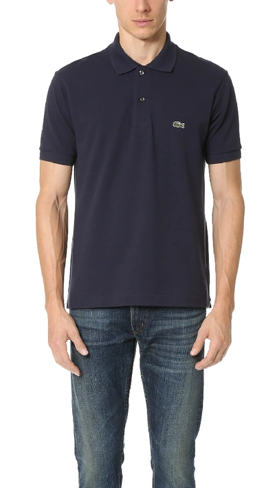 LACOSTE ORIGINAL COTTON PIQUE POLO NAVY BLUE