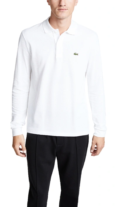 Lacoste Loose Fit Pique Polo Shirt In White