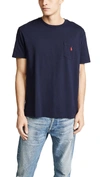 Polo Ralph Lauren Blue Crewneck T-shirt With Pony Embroidery On The Front In Ink