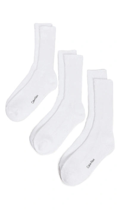 Calvin Klein Underwear 3 Pack Rib Casual Socks In White