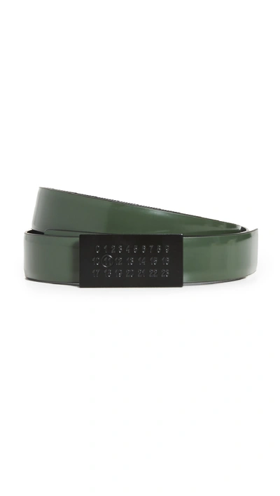 Maison Margiela 3cm Dark-green And Black Reversible Leather Belt In Black,green