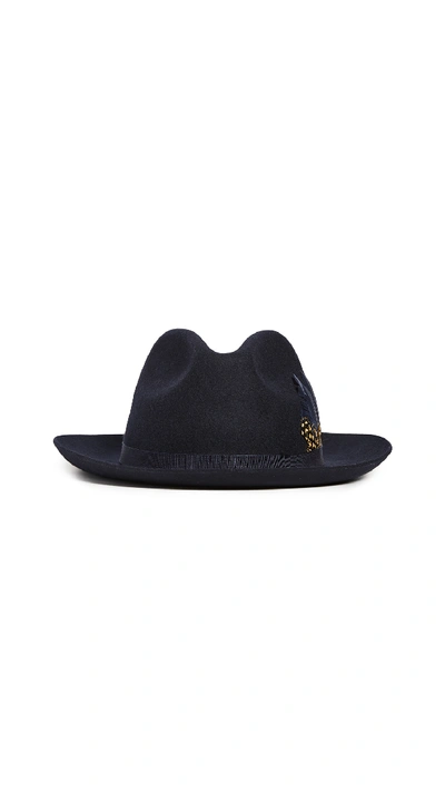 Paul Smith Feather Wool Fedora In Navy