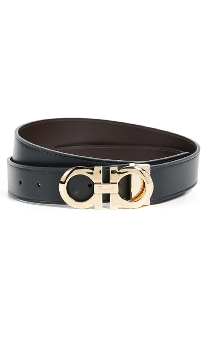 Ferragamo 35mm Paloma Reversible Leather Belt In Black