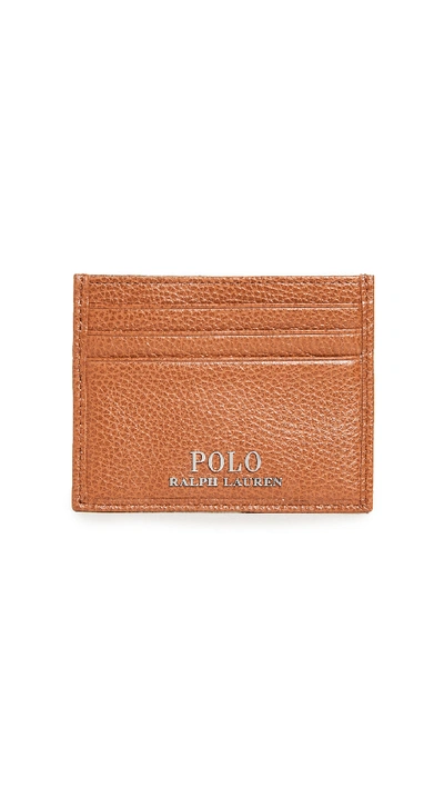 Polo Ralph Lauren Tailored Pebble Leather Card Case In Brown