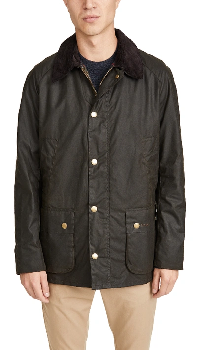 Barbour Ashby Waxed Cotton Jacket In Olive Green