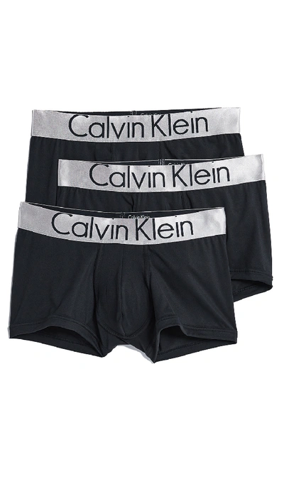 Calvin Klein Underwear Steel Micro 3 Pack Low Rise Trunks In Black