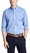 Polo Ralph Lauren Classic Fit Garment Dyed Oxford Shirt Bastille Blue In Blue End On End