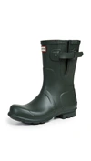 Hunter Men's Short Side Adjustable Rain Boots In Dark Olive