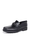 Ferragamo Leather David Loafer With Gancini Hook For Men In Black