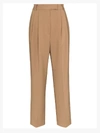 The Frankie Shop Bea Tapered High-rise Stretch-crepe Trousers In Brown