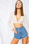 Superdown Esme Button Crop Top In Nude