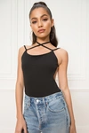 Superdown Brina Open Back Bodysuit In Black