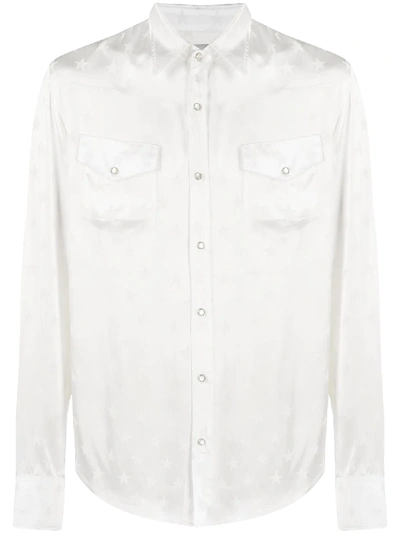 Laneus Star-print Satin Shirt In White