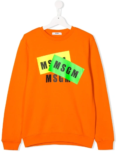 Msgm Kids' Branded Sweatshirt In Orange