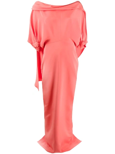 Hellessy Off-shoulder Cape-detail Evening Dress In Pink