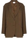The Frankie Shop Bea Single-breasted Twill Blazer In Brown