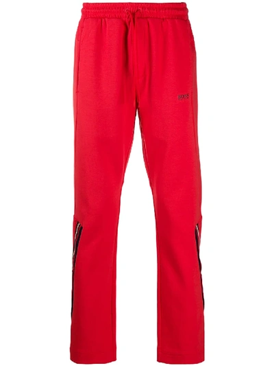 Hugo Boss Contrast Stripe Track Trousers In Red