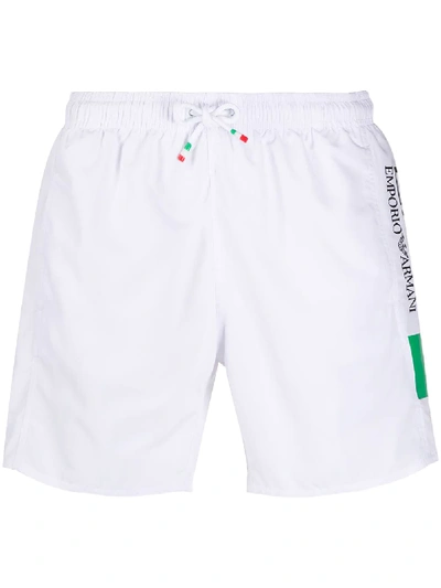 Ea7 Italian Flag Print Swimming Trunks In White