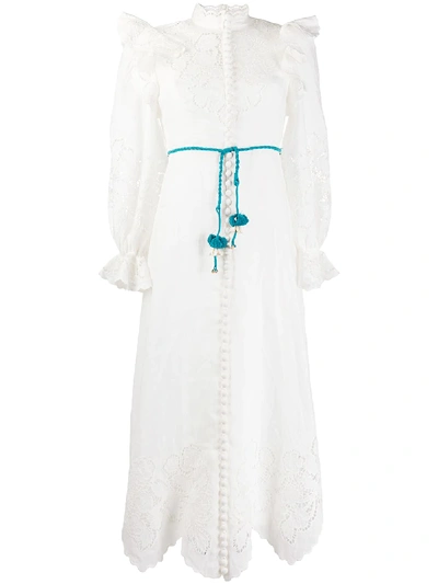 Zimmermann Carnaby Broderie-anglaise Linen Midi Dress In White