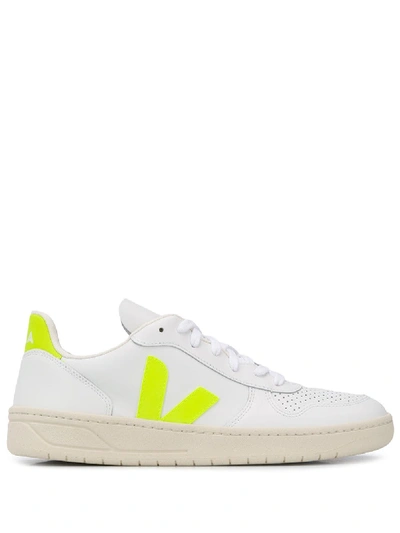 Veja V-10 Low-top Sneakers In White,yellow,green